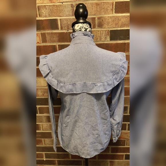 Blouse Ruffle Neck Floral Embroidered - Picture 4 of 7